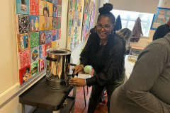 Serving with. smile